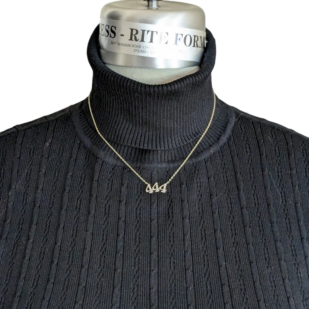 Angel Number Silver Necklace 444